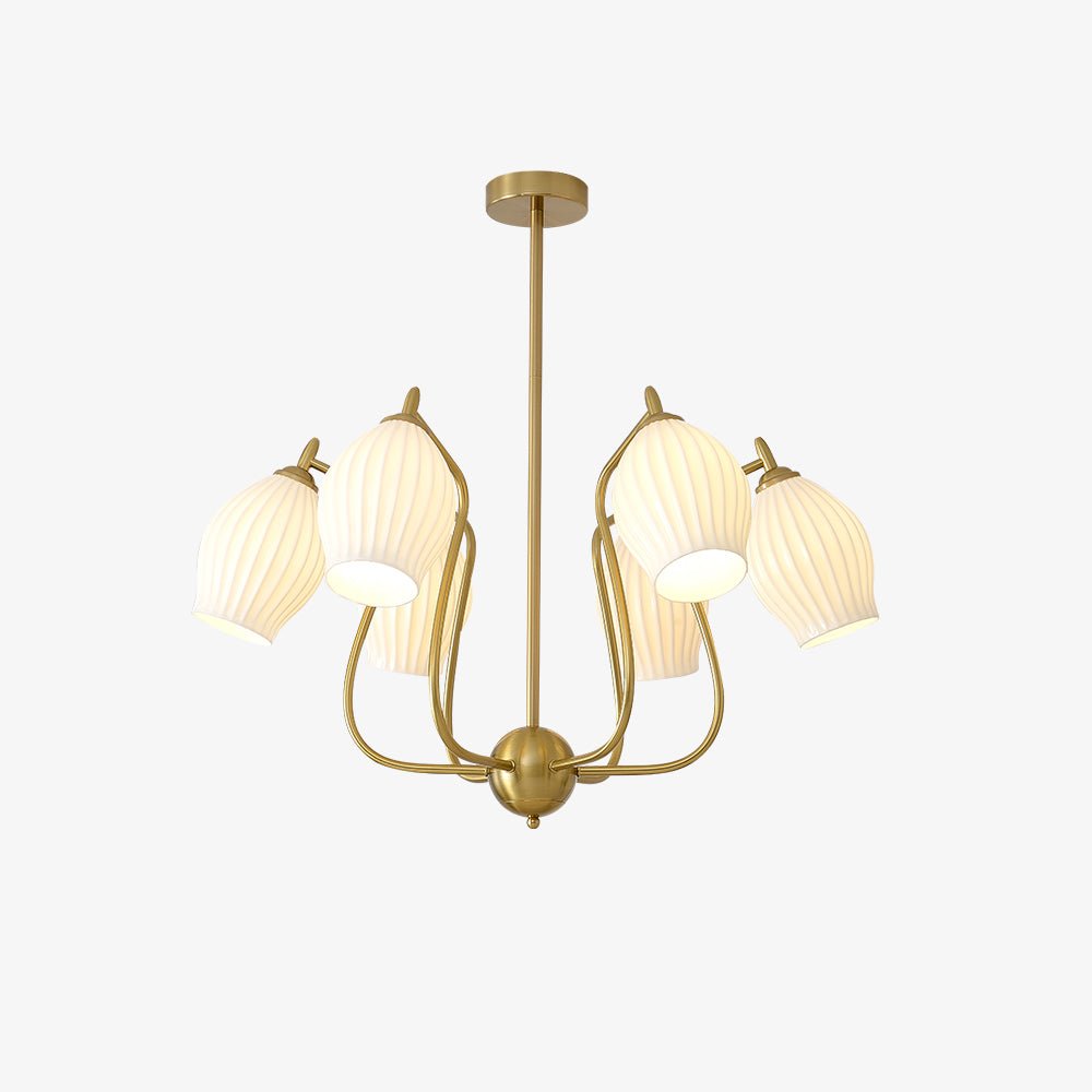 Pravin Kronleuchter Keramik Rippen Skulptural Glas Elegant