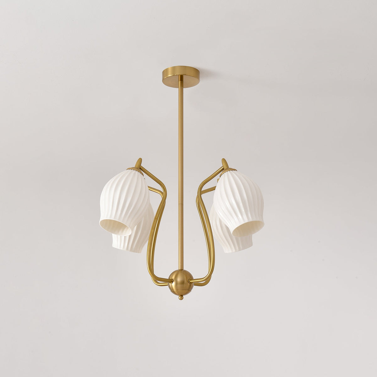 Pravin Kronleuchter Keramik Rippen Skulptural Glas Elegant