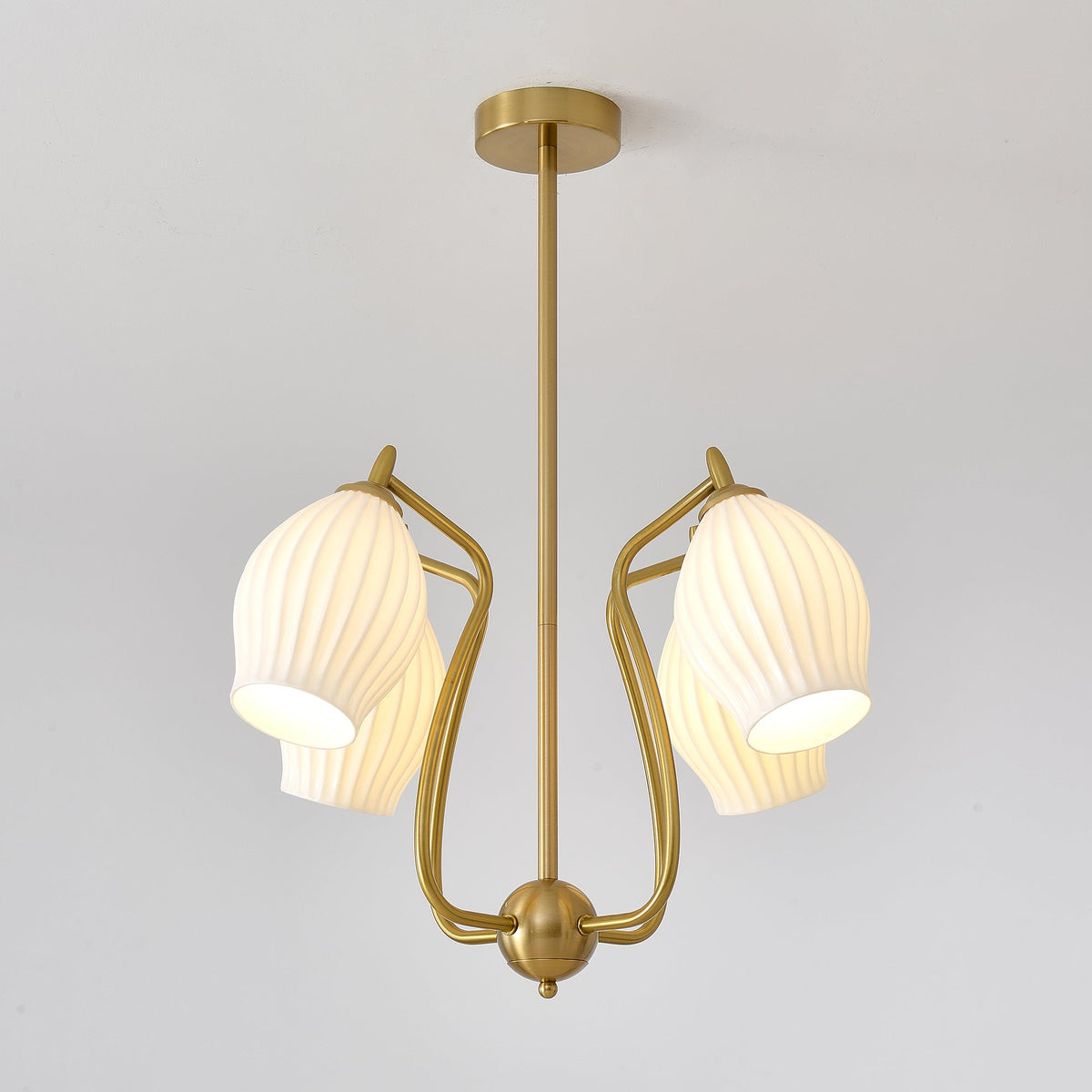 Pravin Kronleuchter Keramik Rippen Skulptural Glas Elegant