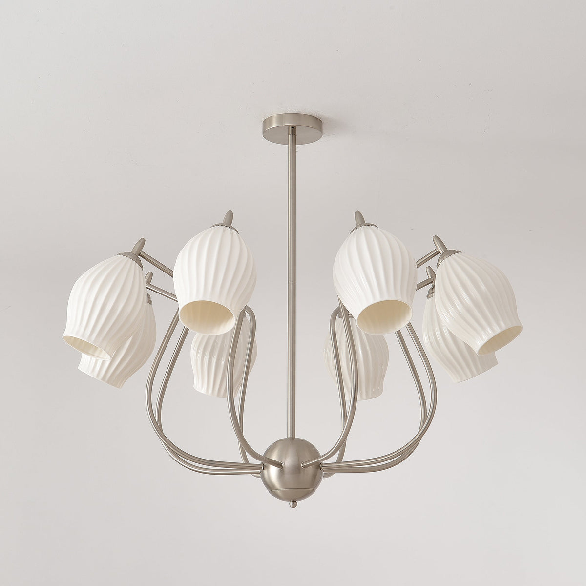 Pravin Kronleuchter Keramik Rippen Skulptural Glas Elegant