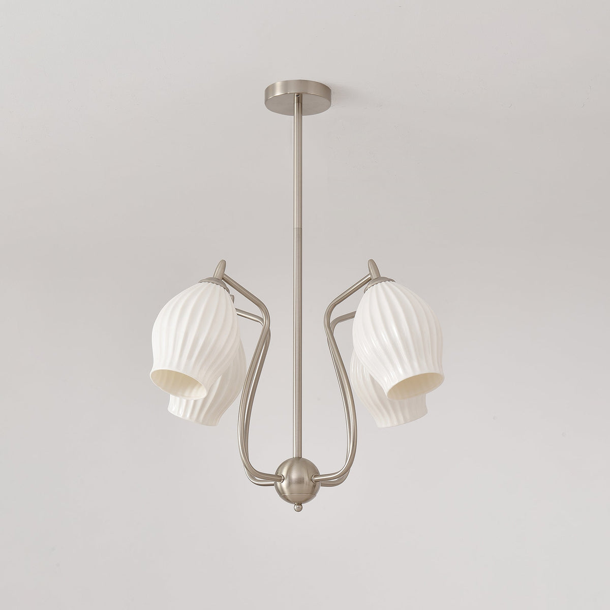 Pravin Kronleuchter Keramik Rippen Skulptural Glas Elegant