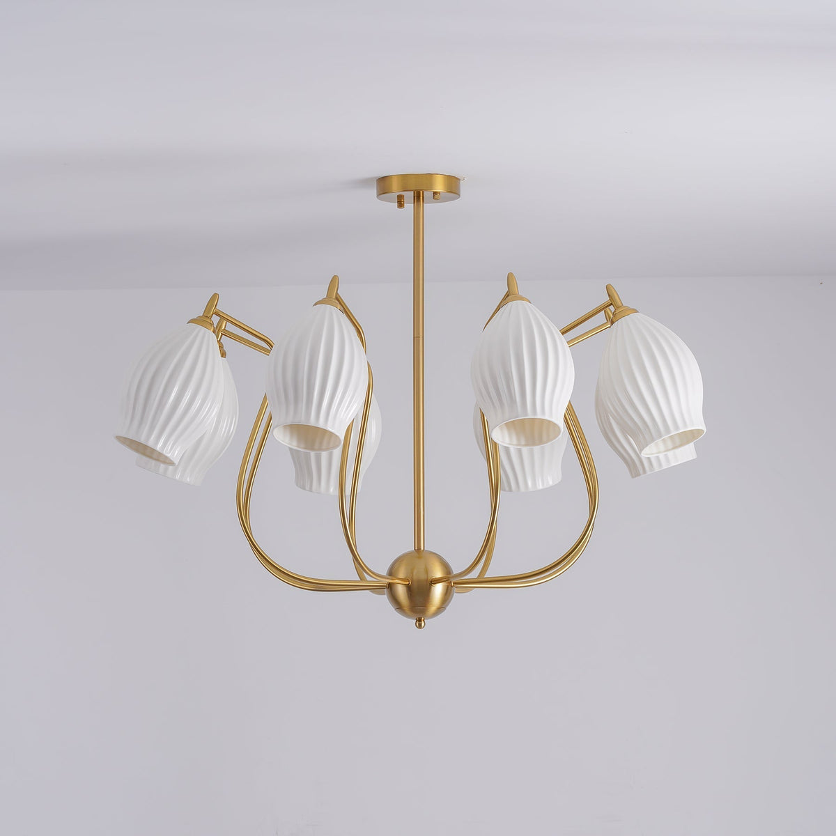 Pravin Kronleuchter Keramik Rippen Skulptural Glas Elegant
