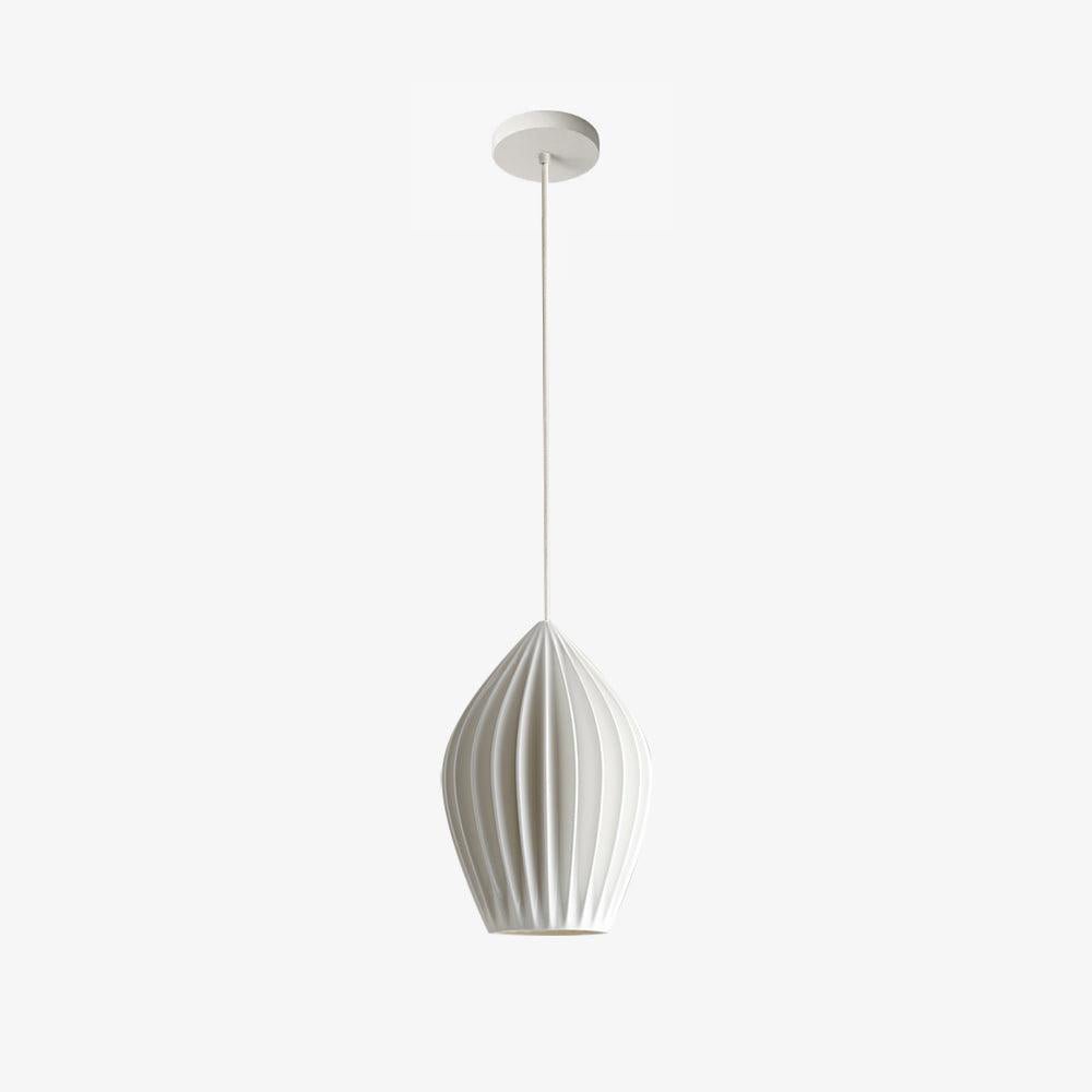 Virove Pendelleuchte aus Keramik mit gerippter Oberfläche in Knochen-Optik elegant