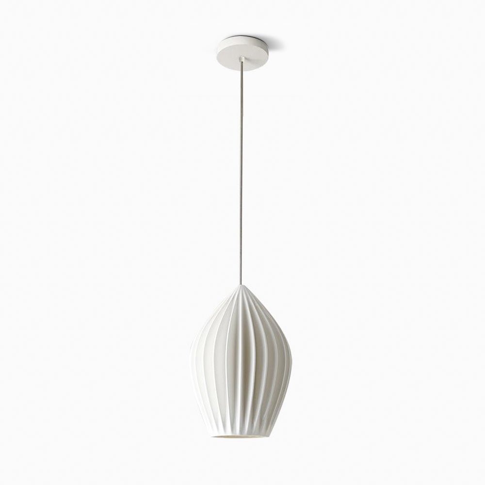 Virove Pendelleuchte aus Keramik mit gerippter Oberfläche in Knochen-Optik elegant