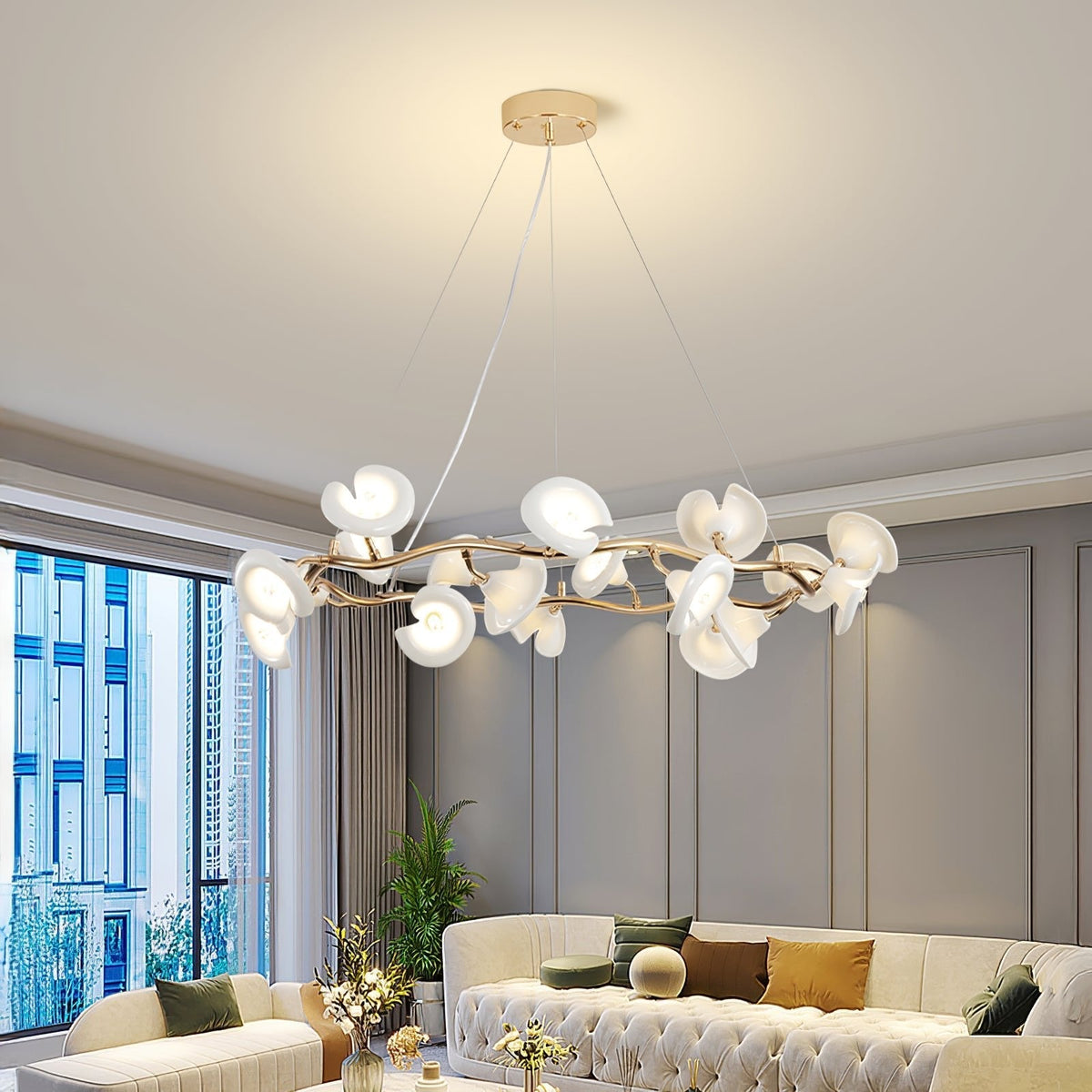 Covlen Kronleuchter Astform Keramikblüte Elegant