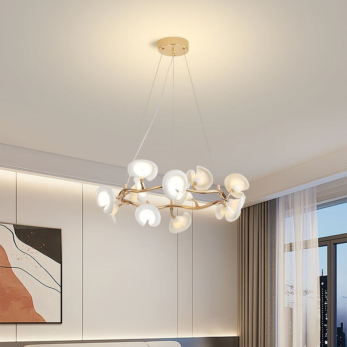 Covlen Kronleuchter Astform Keramikblüte Elegant