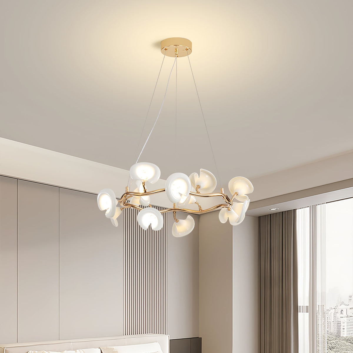 Covlen Kronleuchter Astform Keramikblüte Elegant