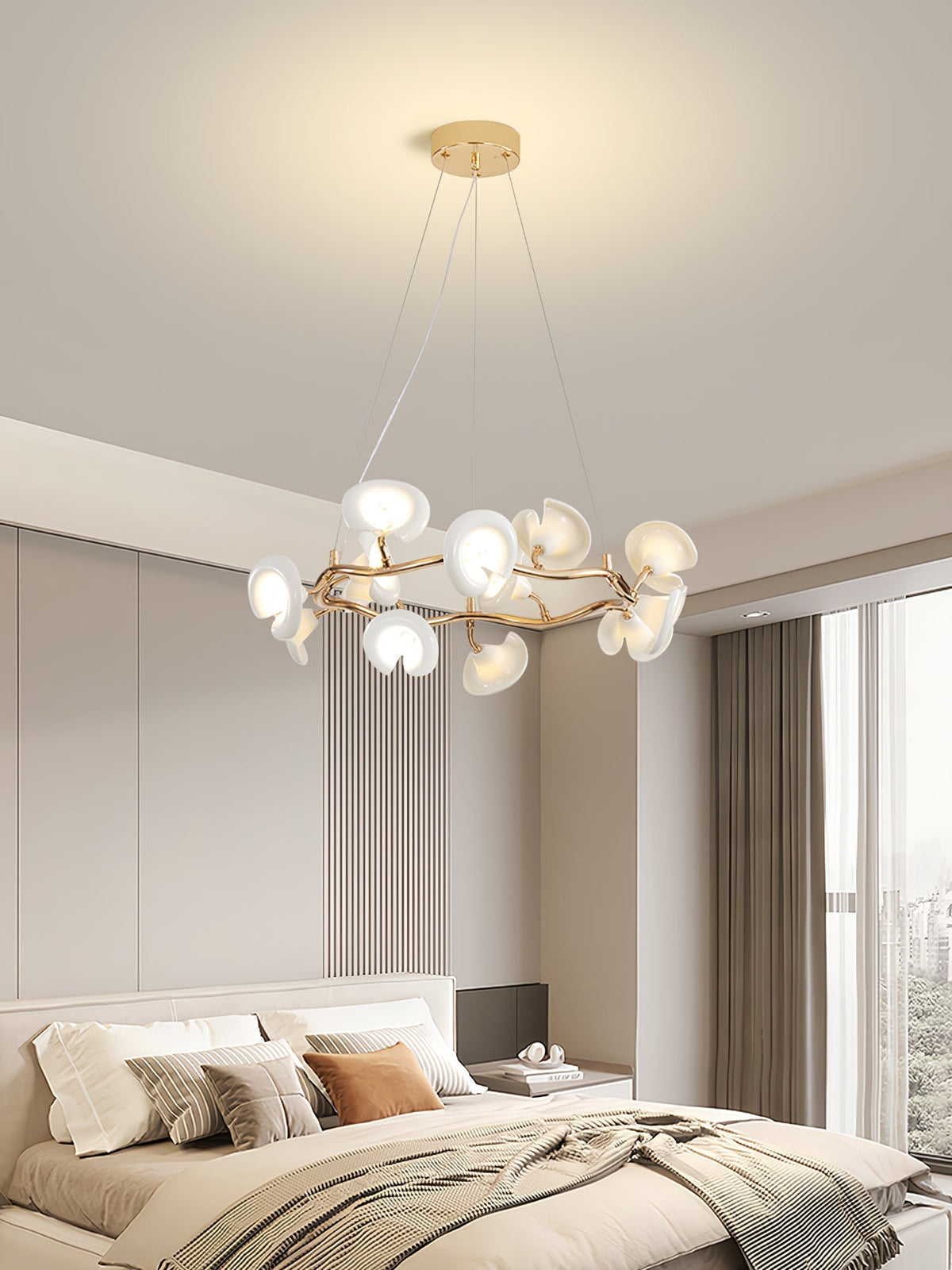 Covlen Kronleuchter Astform Keramikblüte Elegant