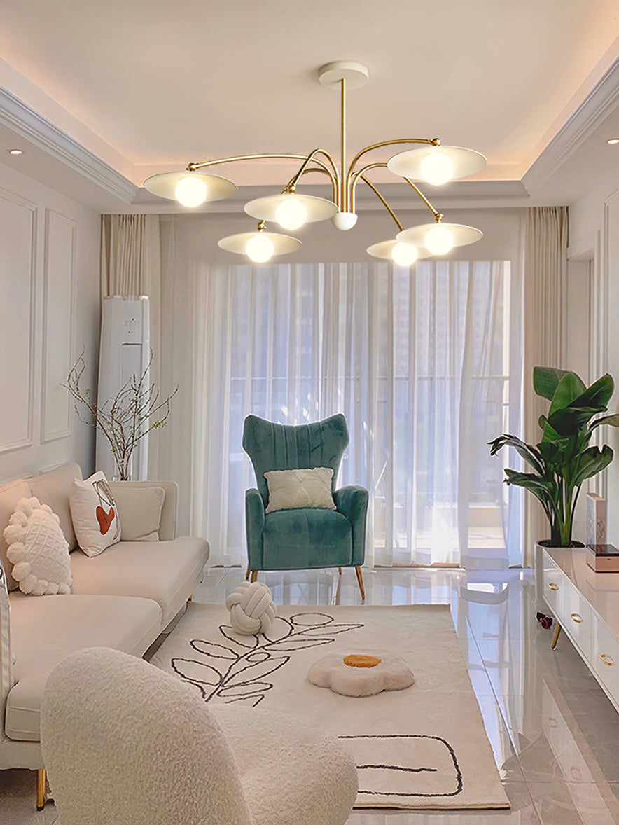 Lark Kronleuchter mit Art-Deco-inspiriertem Pilz-Aufsatz