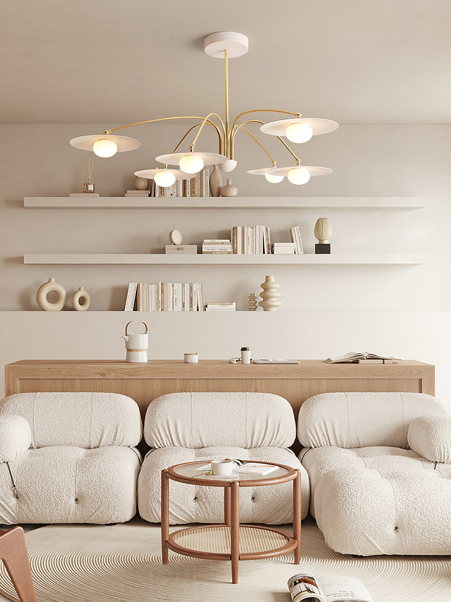 Lark Kronleuchter mit Art-Deco-inspiriertem Pilz-Aufsatz