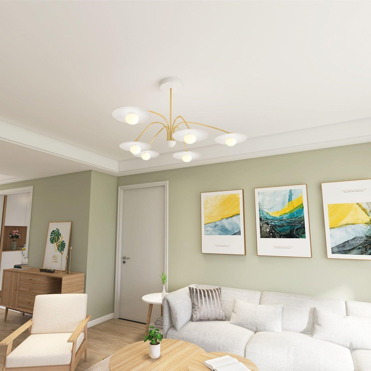 Lark Kronleuchter mit Art-Deco-inspiriertem Pilz-Aufsatz
