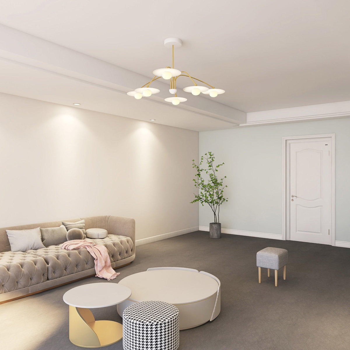 Lark Kronleuchter mit Art-Deco-inspiriertem Pilz-Aufsatz