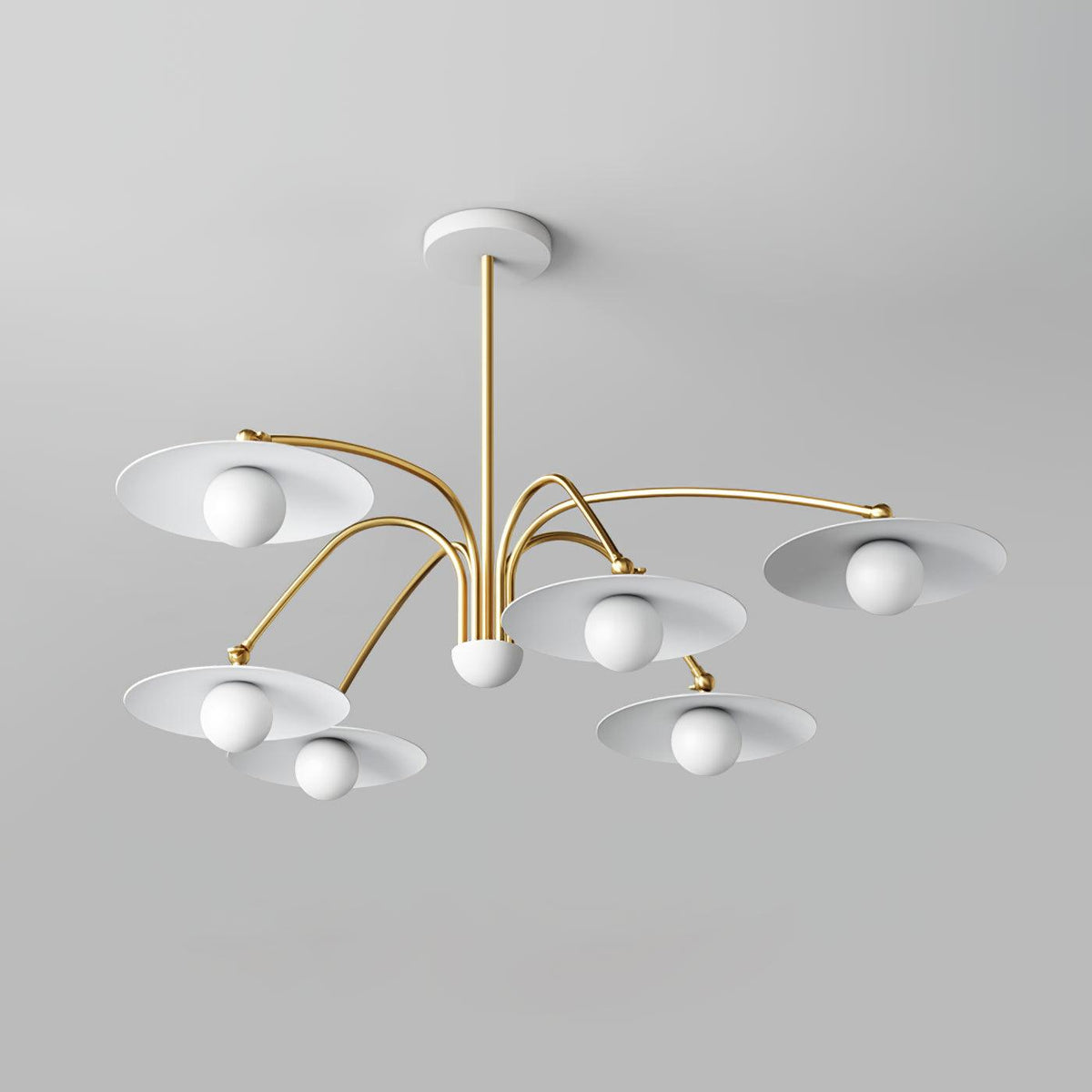 Lark Kronleuchter mit Art-Deco-inspiriertem Pilz-Aufsatz