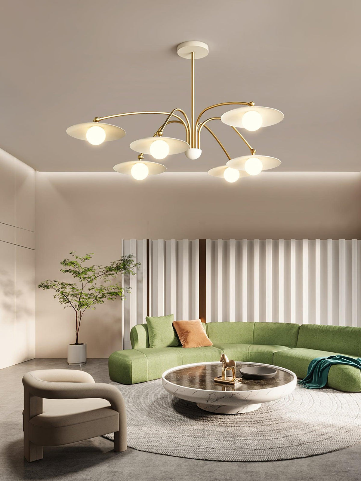 Lark Kronleuchter mit Art-Deco-inspiriertem Pilz-Aufsatz