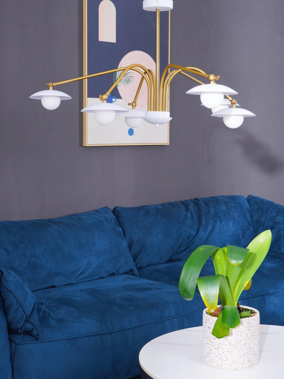 Lark Kronleuchter mit Art-Deco-inspiriertem Pilz-Aufsatz