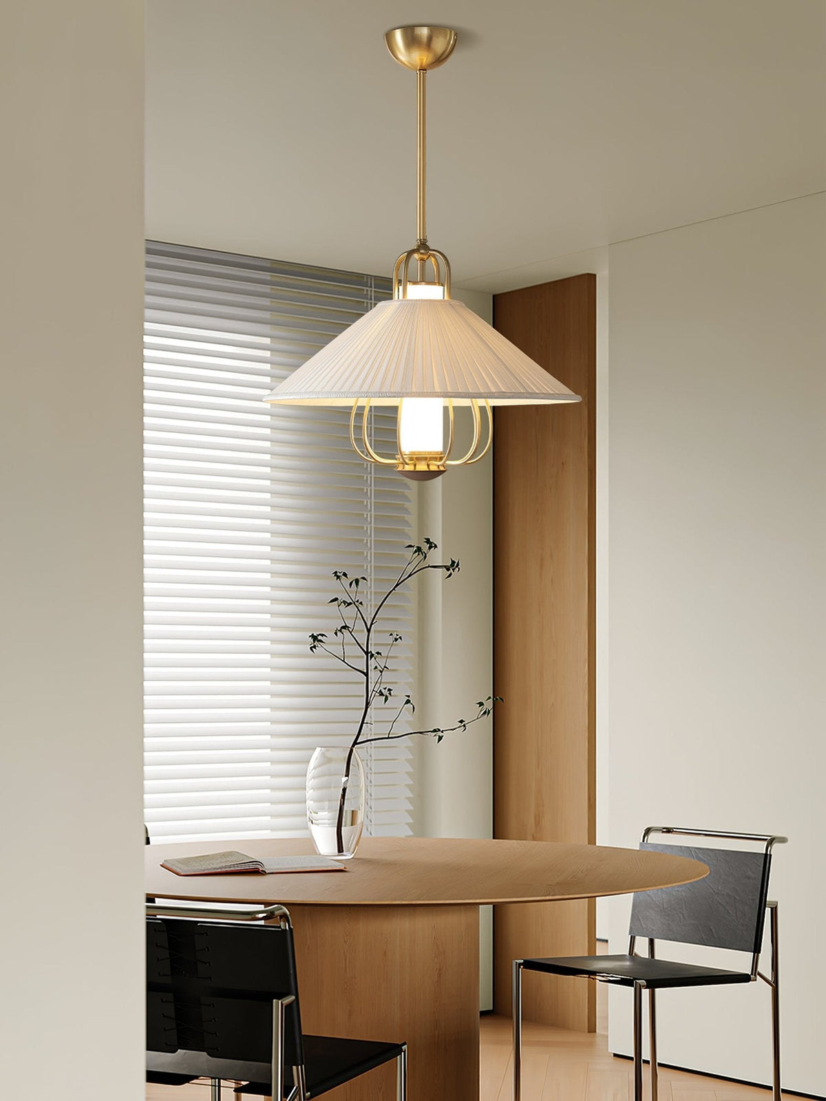Solisiella Pendelleuchte Stoff Gold LED Essbereich