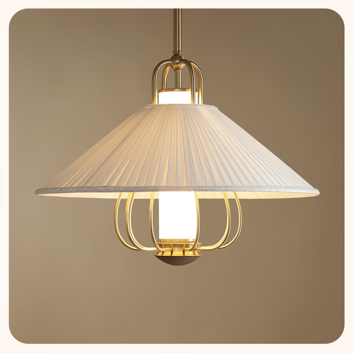 Solisiella Pendelleuchte Stoff Gold LED Essbereich