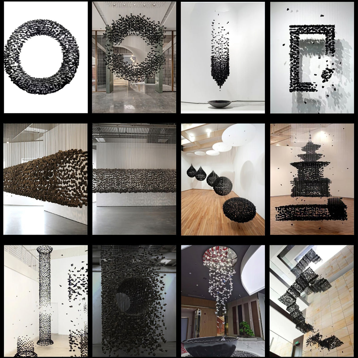 Arsilus Charcoal Stone Sculptural Kronleuchter Orbicular