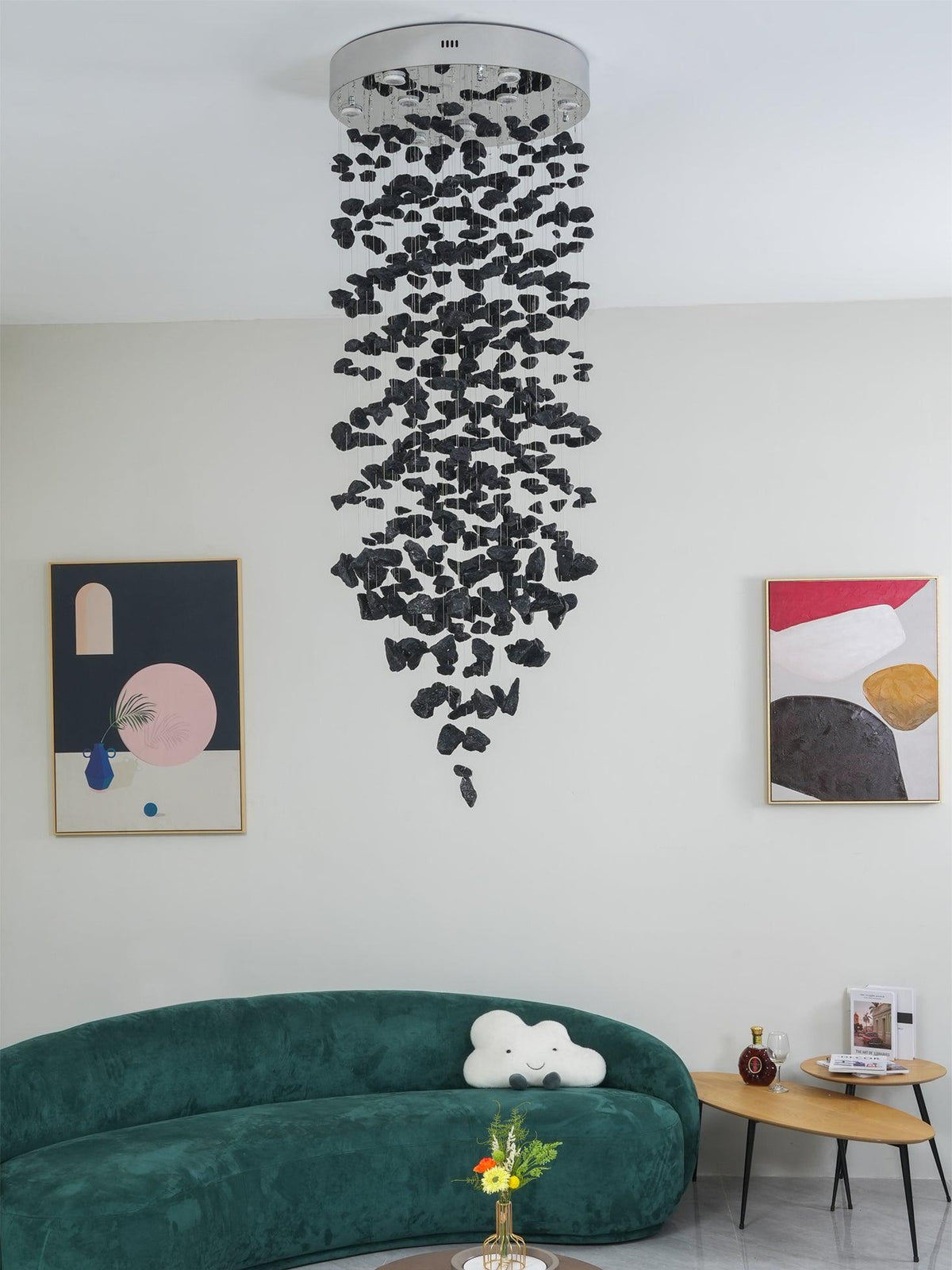 Vaelior Kronleuchter aus Schwarzem Stein im Postmodern-Luxus-Stil