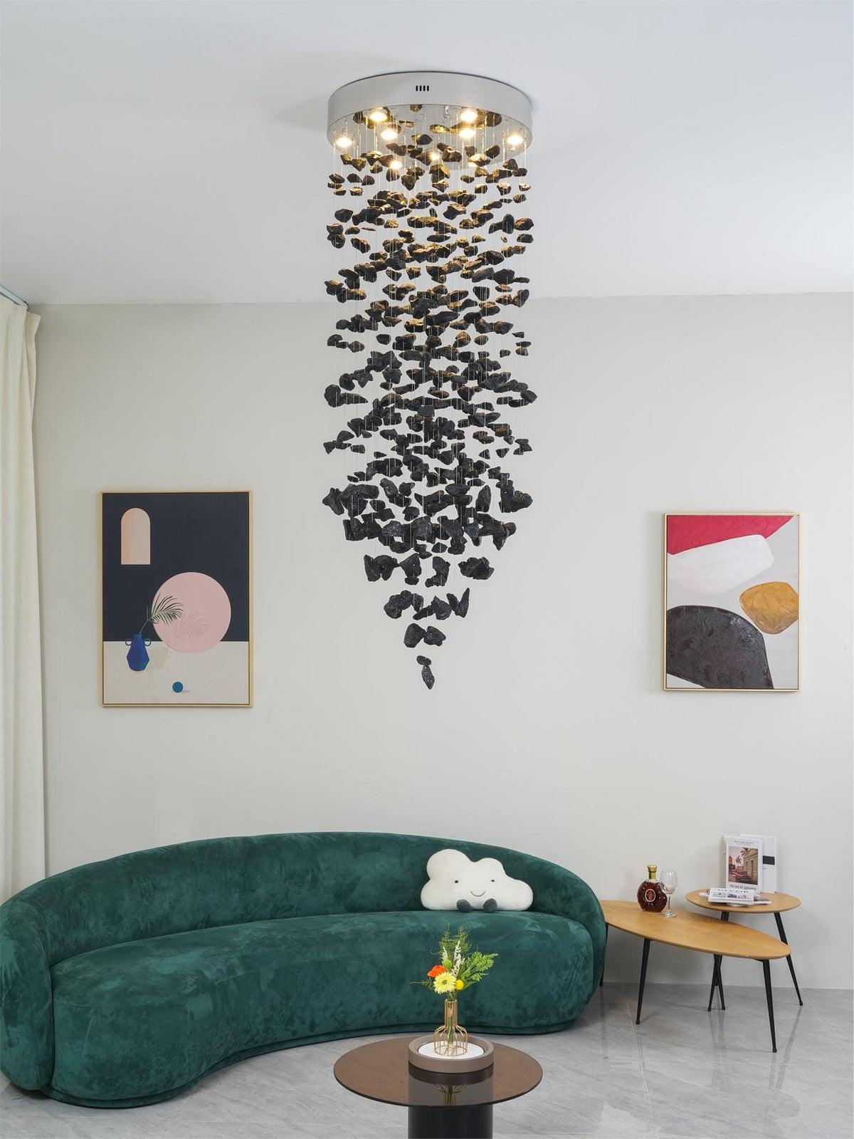 Vaelior Kronleuchter aus Schwarzem Stein im Postmodern-Luxus-Stil