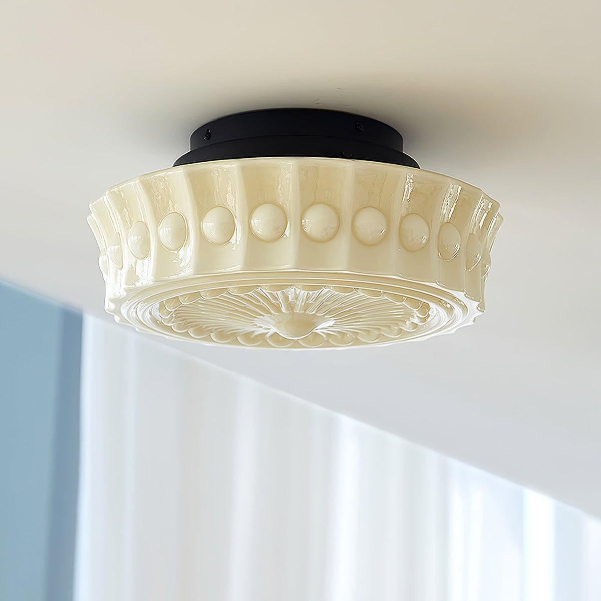 Veleraya Deckenleuchte Weiß Glas Blumenform für Wohnzimmer