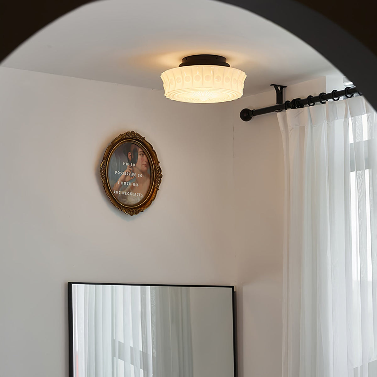 Veleraya Deckenleuchte Weiß Glas Blumenform für Wohnzimmer