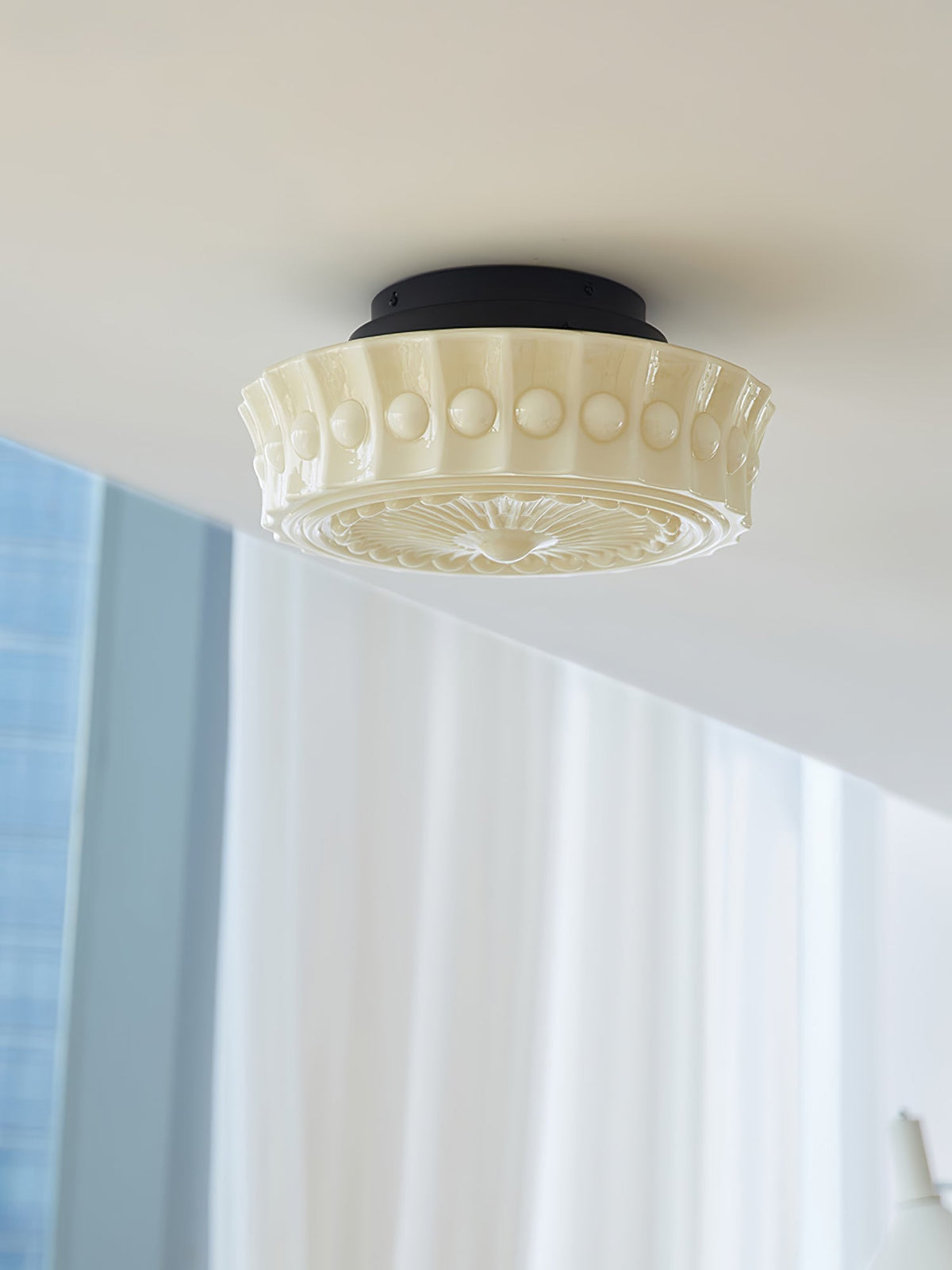 Veleraya Deckenleuchte Weiß Glas Blumenform für Wohnzimmer