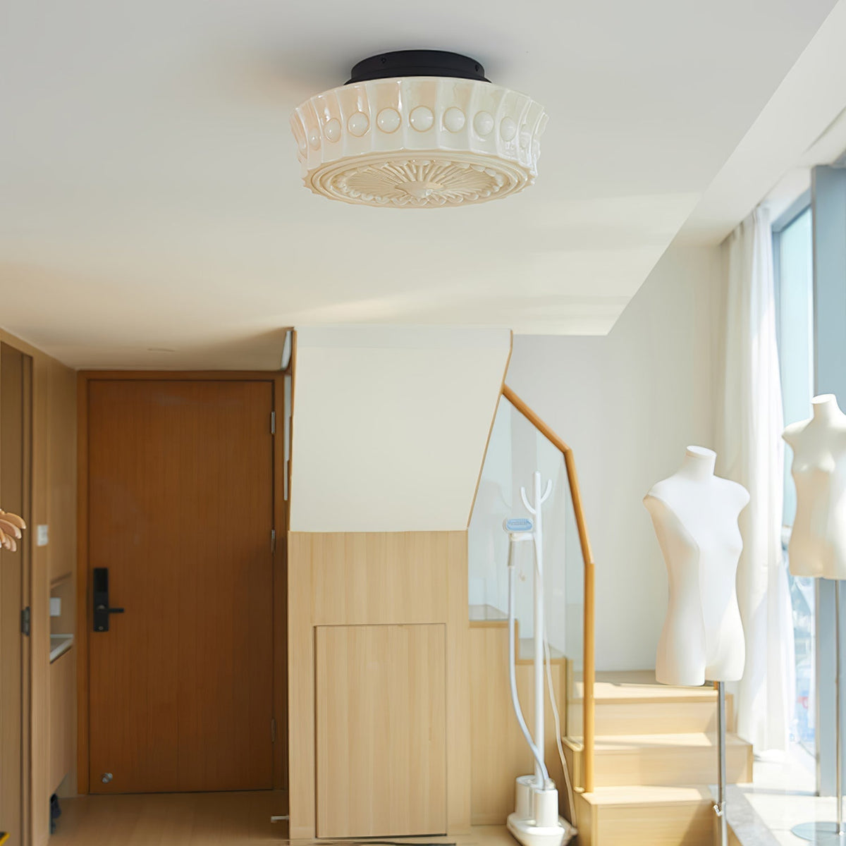 Veleraya Deckenleuchte Weiß Glas Blumenform für Wohnzimmer