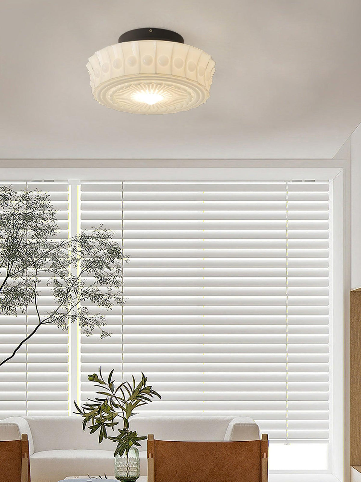Veleraya Deckenleuchte Weiß Glas Blumenform für Wohnzimmer