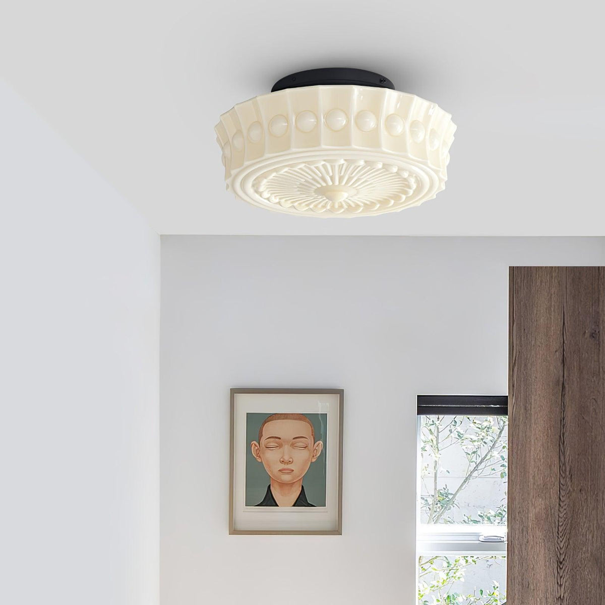 Veleraya Deckenleuchte Weiß Glas Blumenform für Wohnzimmer