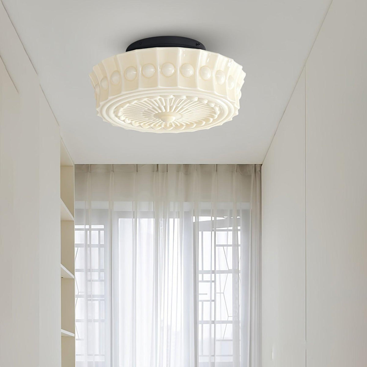 Veleraya Deckenleuchte Weiß Glas Blumenform für Wohnzimmer