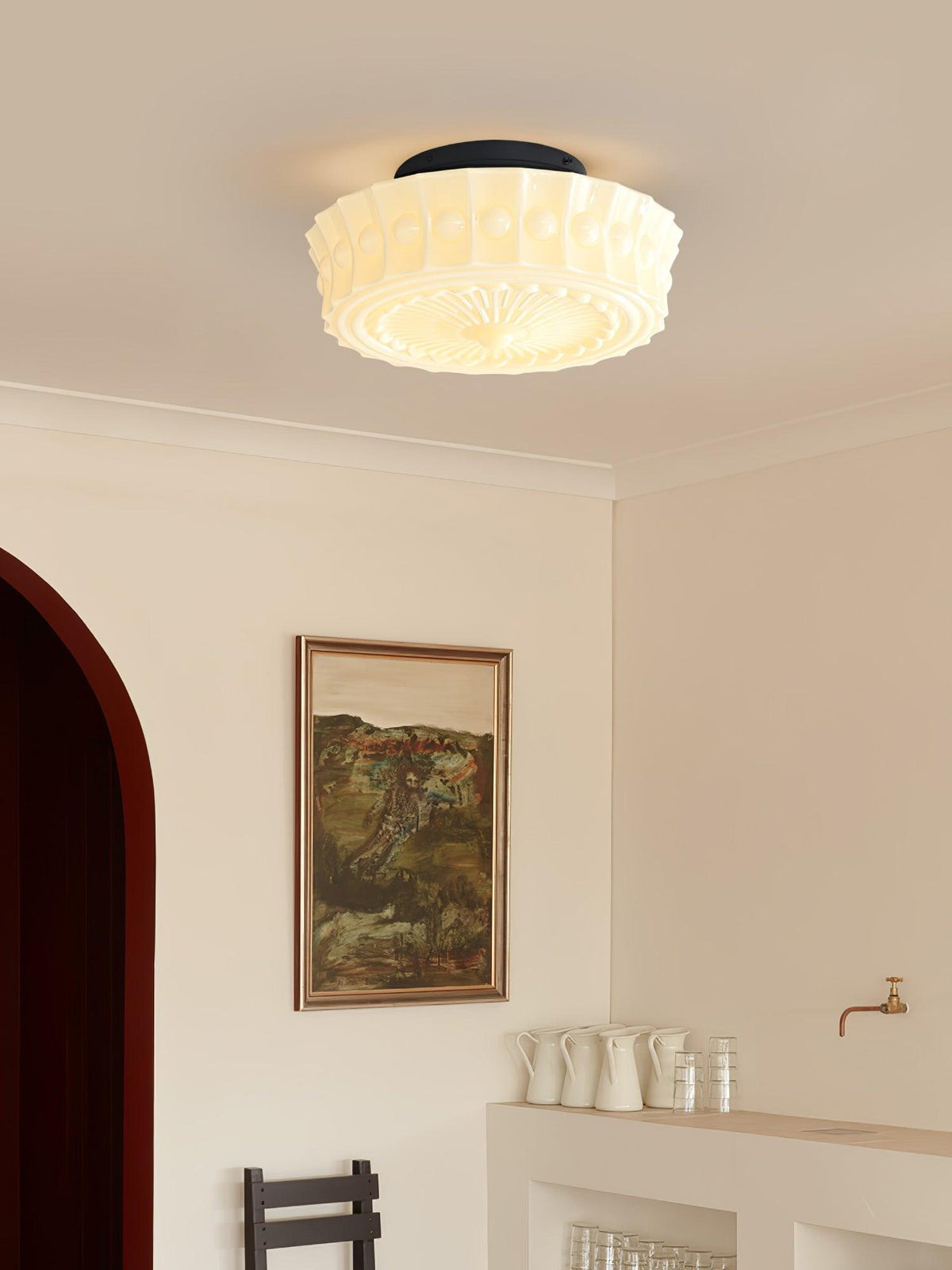Veleraya Deckenleuchte Weiß Glas Blumenform für Wohnzimmer