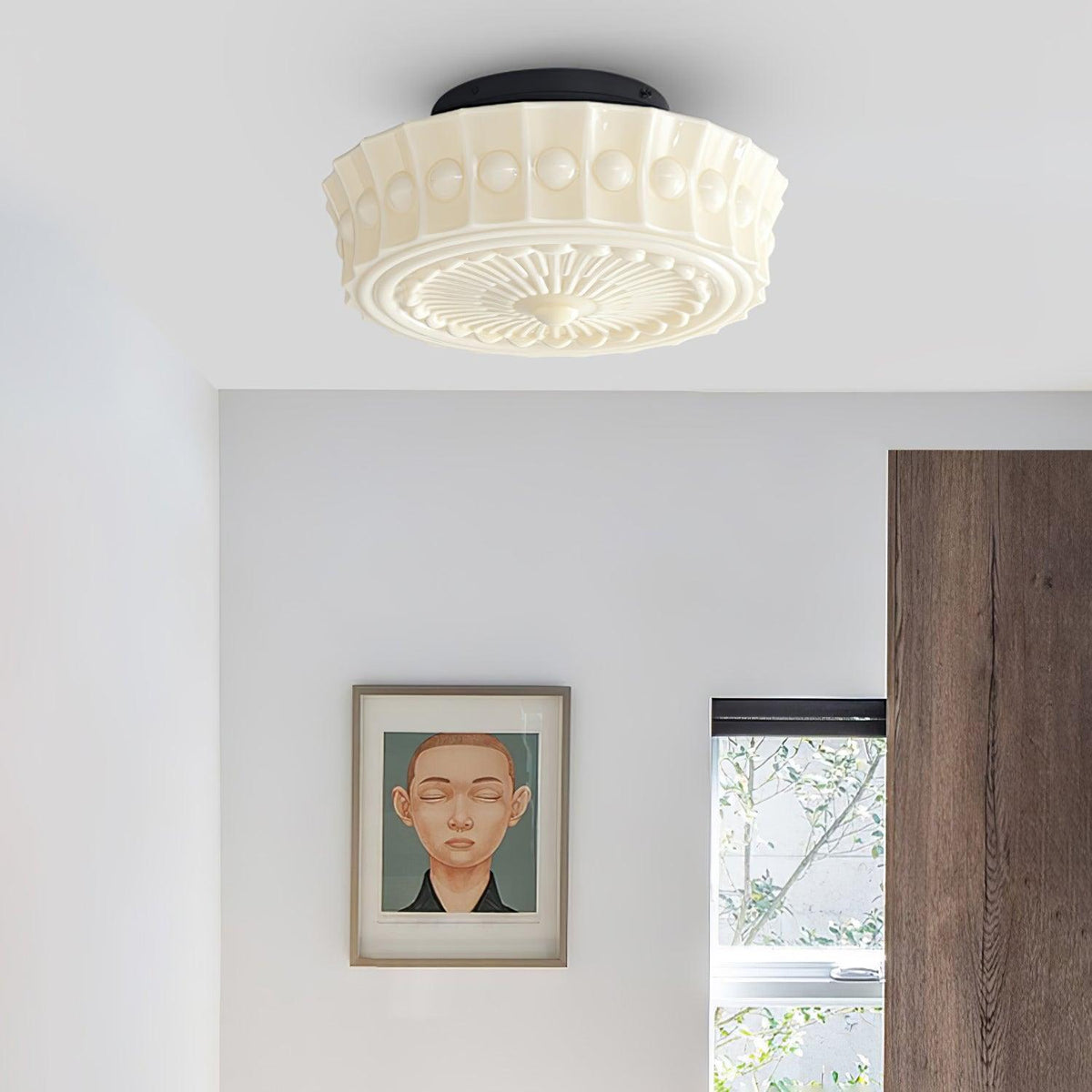 Veleraya Deckenleuchte Weiß Glas Blumenform für Wohnzimmer
