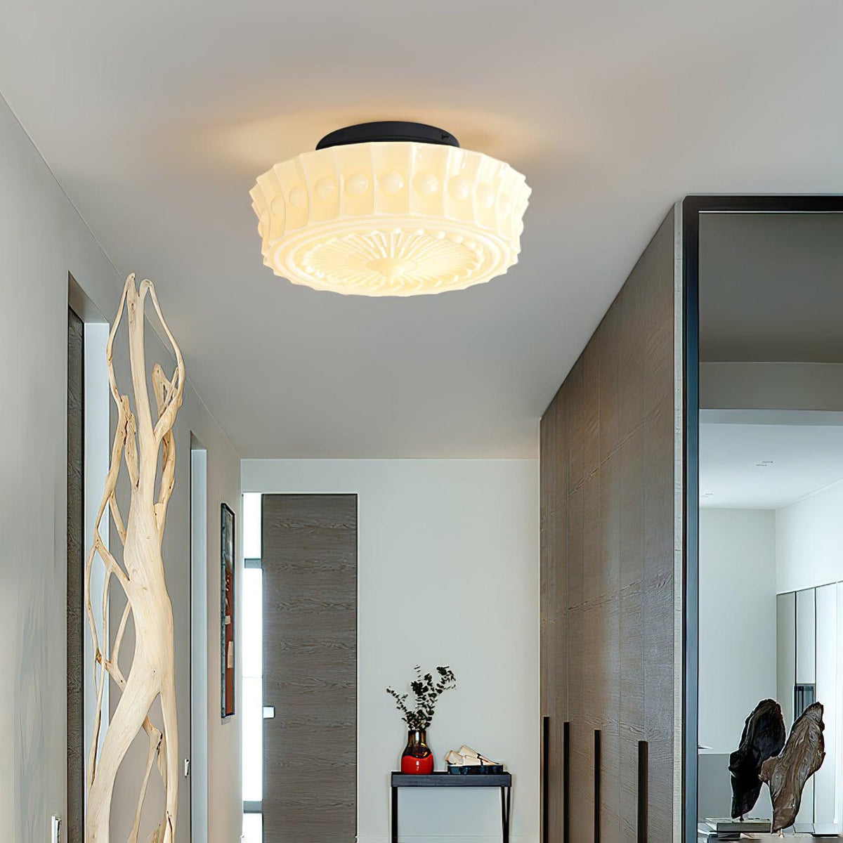 Veleraya Deckenleuchte Weiß Glas Blumenform für Wohnzimmer