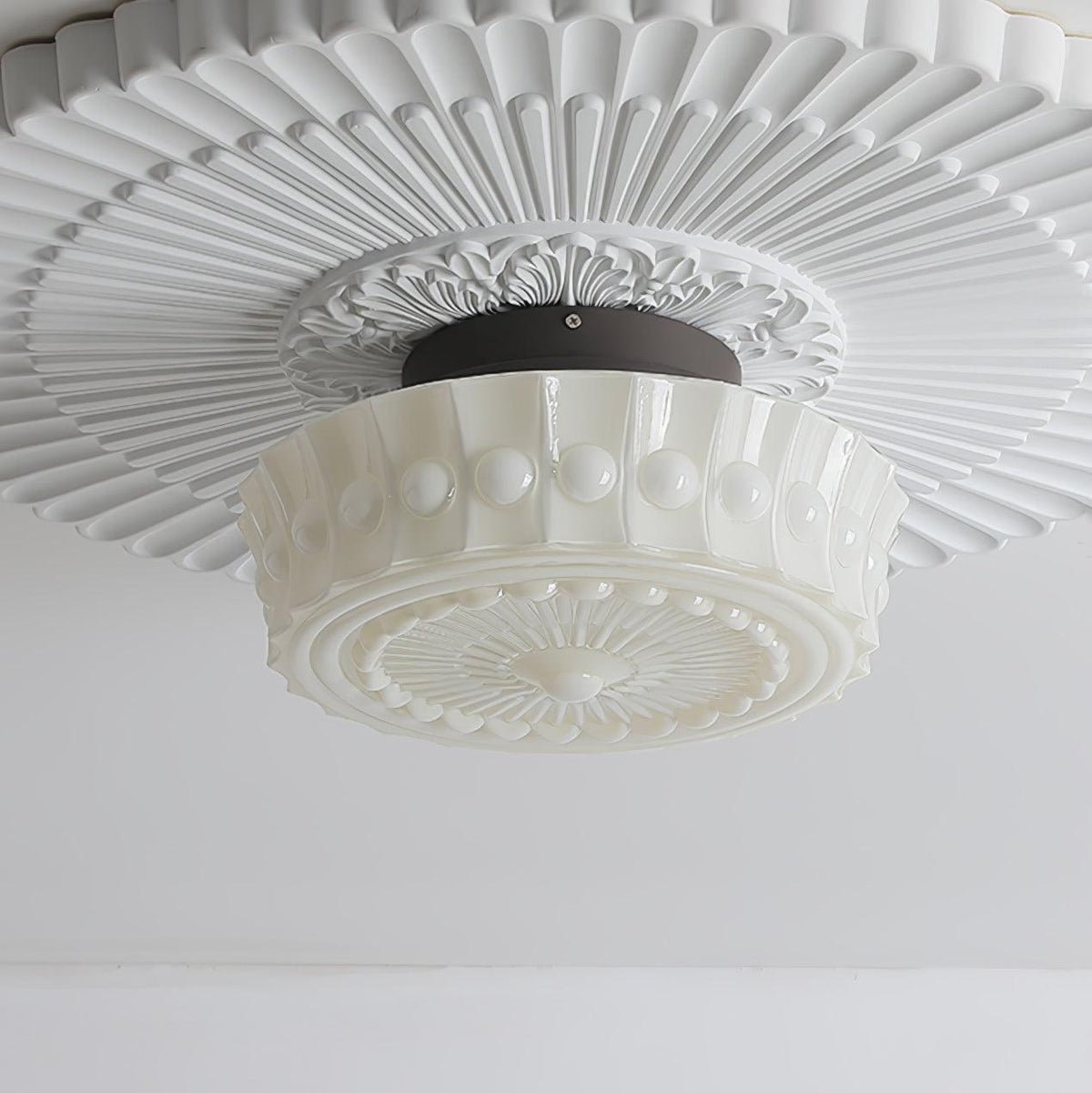 Veleraya Deckenleuchte Weiß Glas Blumenform für Wohnzimmer