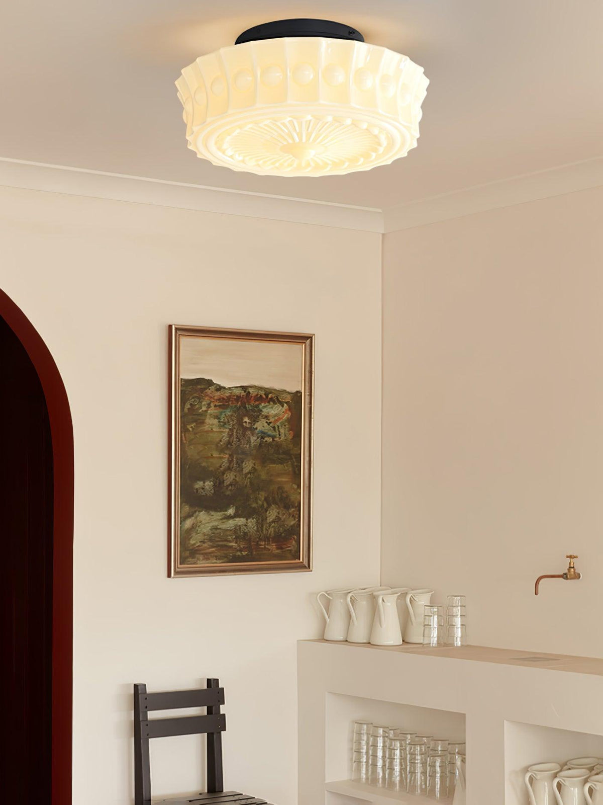 Veleraya Deckenleuchte Weiß Glas Blumenform für Wohnzimmer