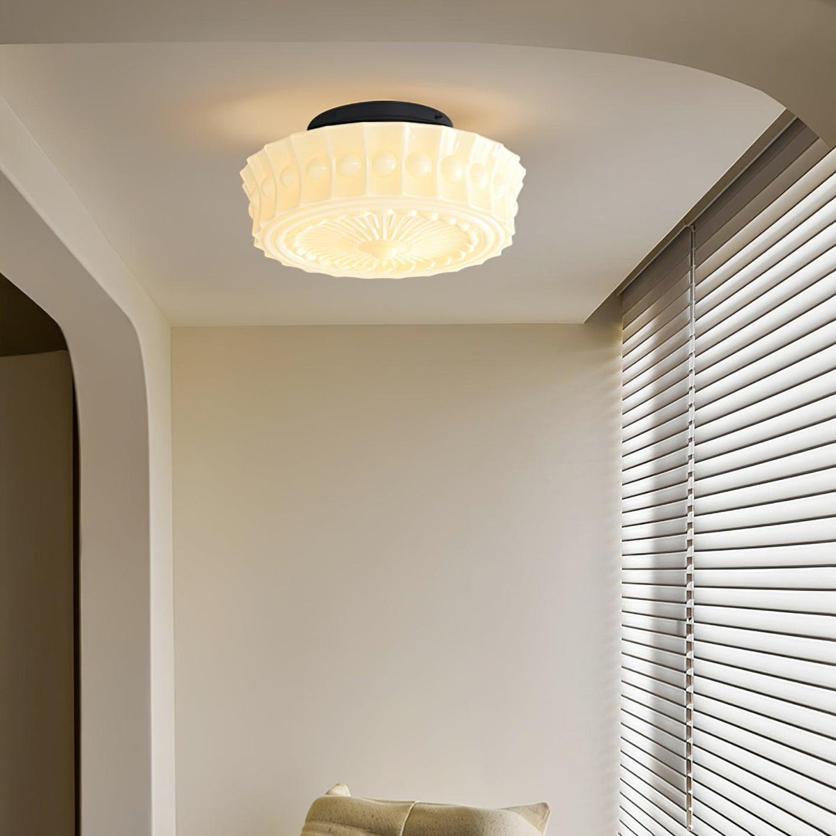 Veleraya Deckenleuchte Weiß Glas Blumenform für Wohnzimmer
