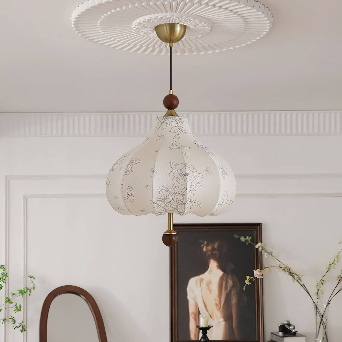 Favian Vintage-Holz-Pendelleuchte