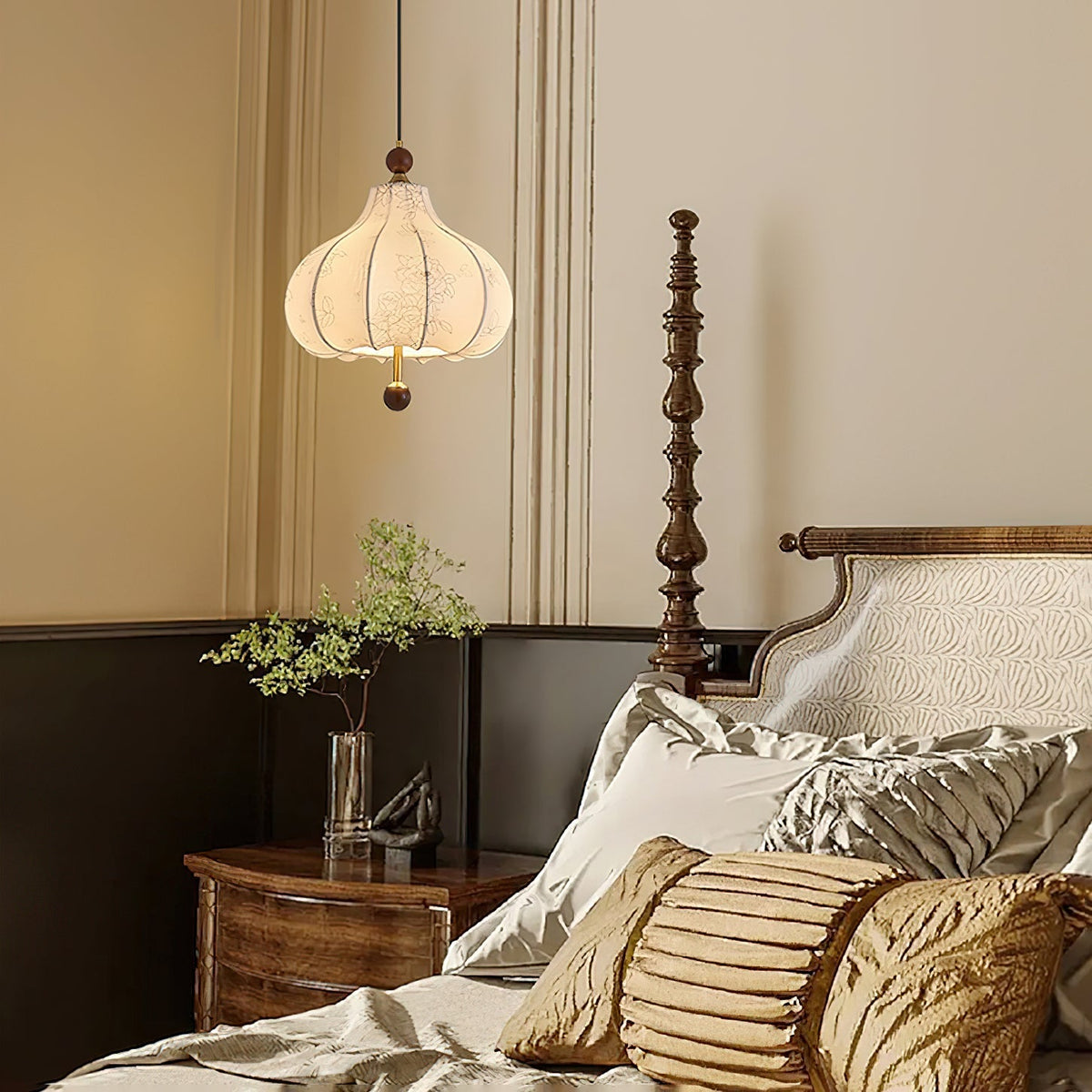 Favian Vintage-Holz-Pendelleuchte