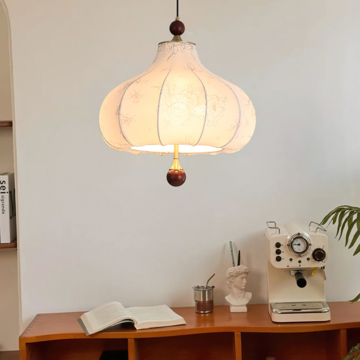 Favian Vintage-Holz-Pendelleuchte