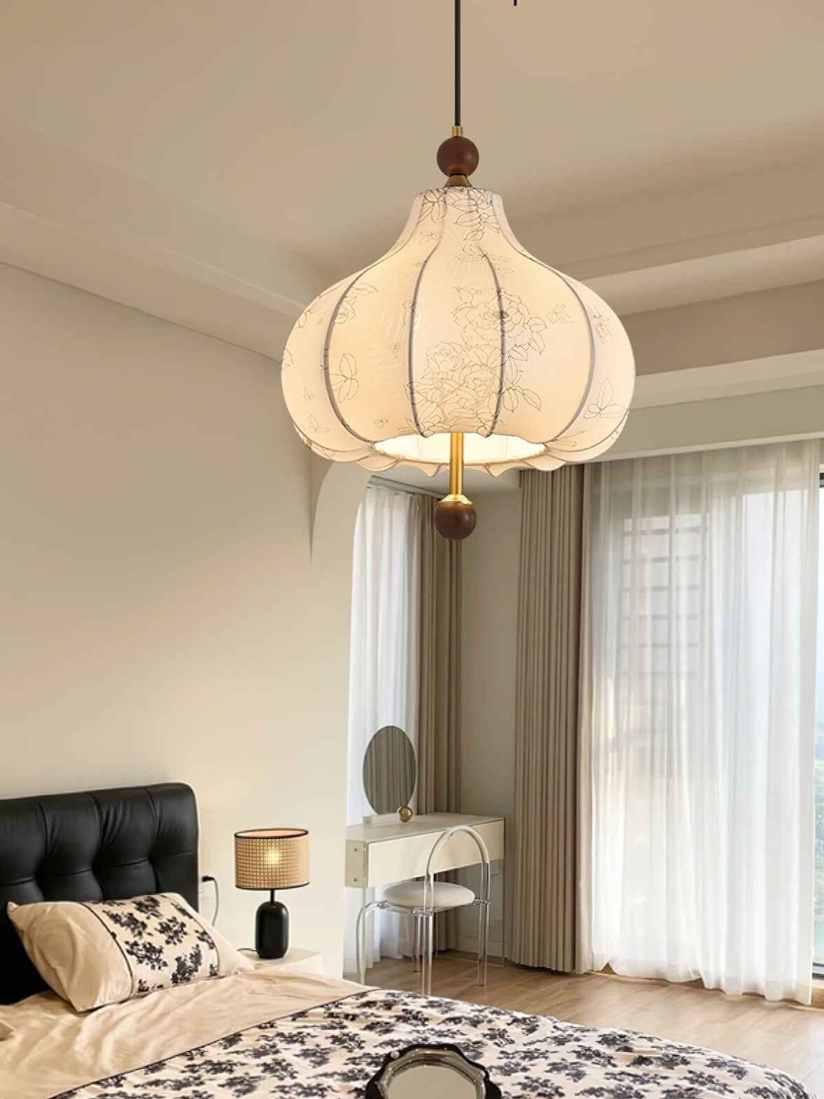 Favian Vintage-Holz-Pendelleuchte