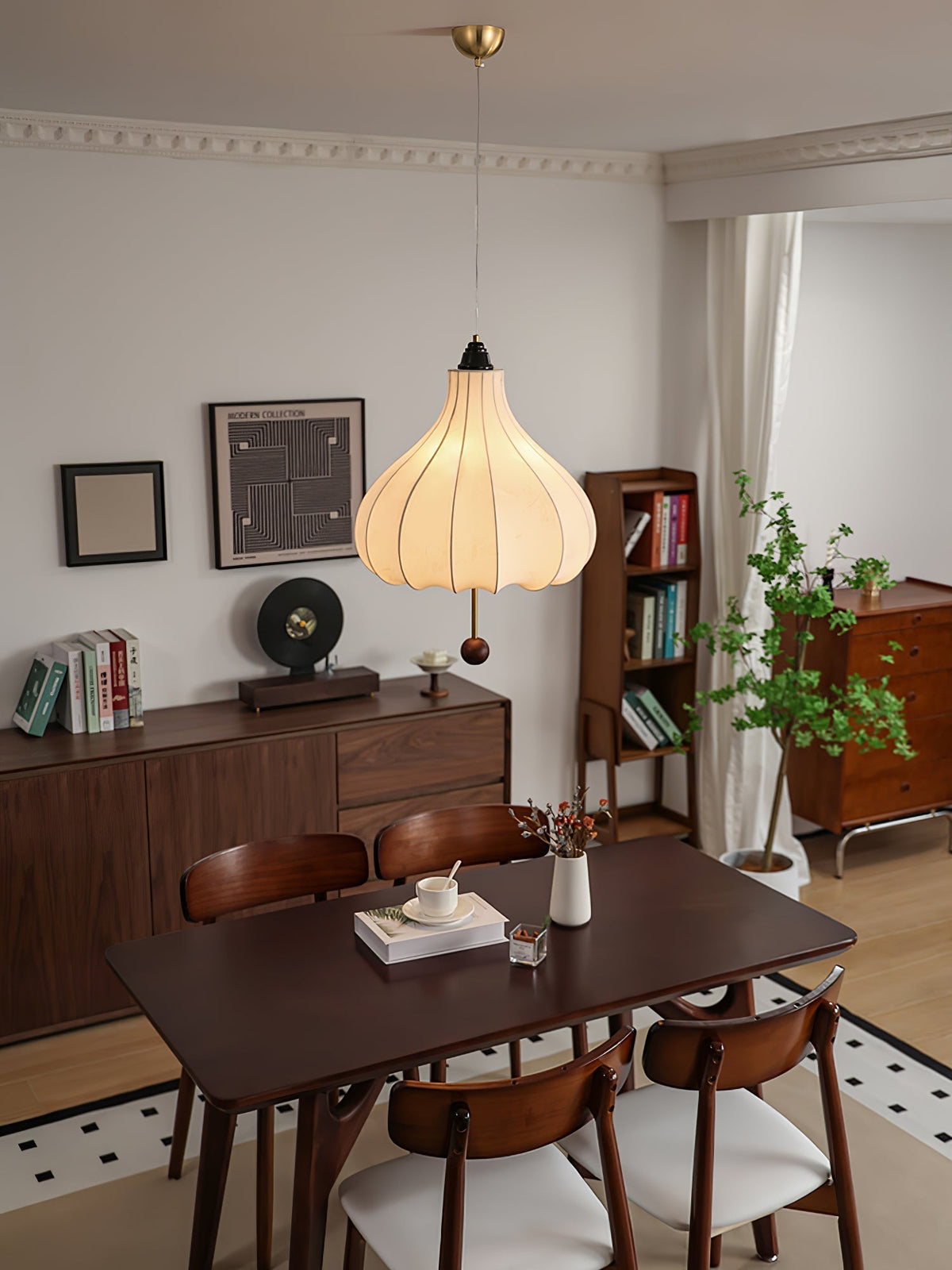 Sylerielle Pendelleuchte aus Stoff und Holz