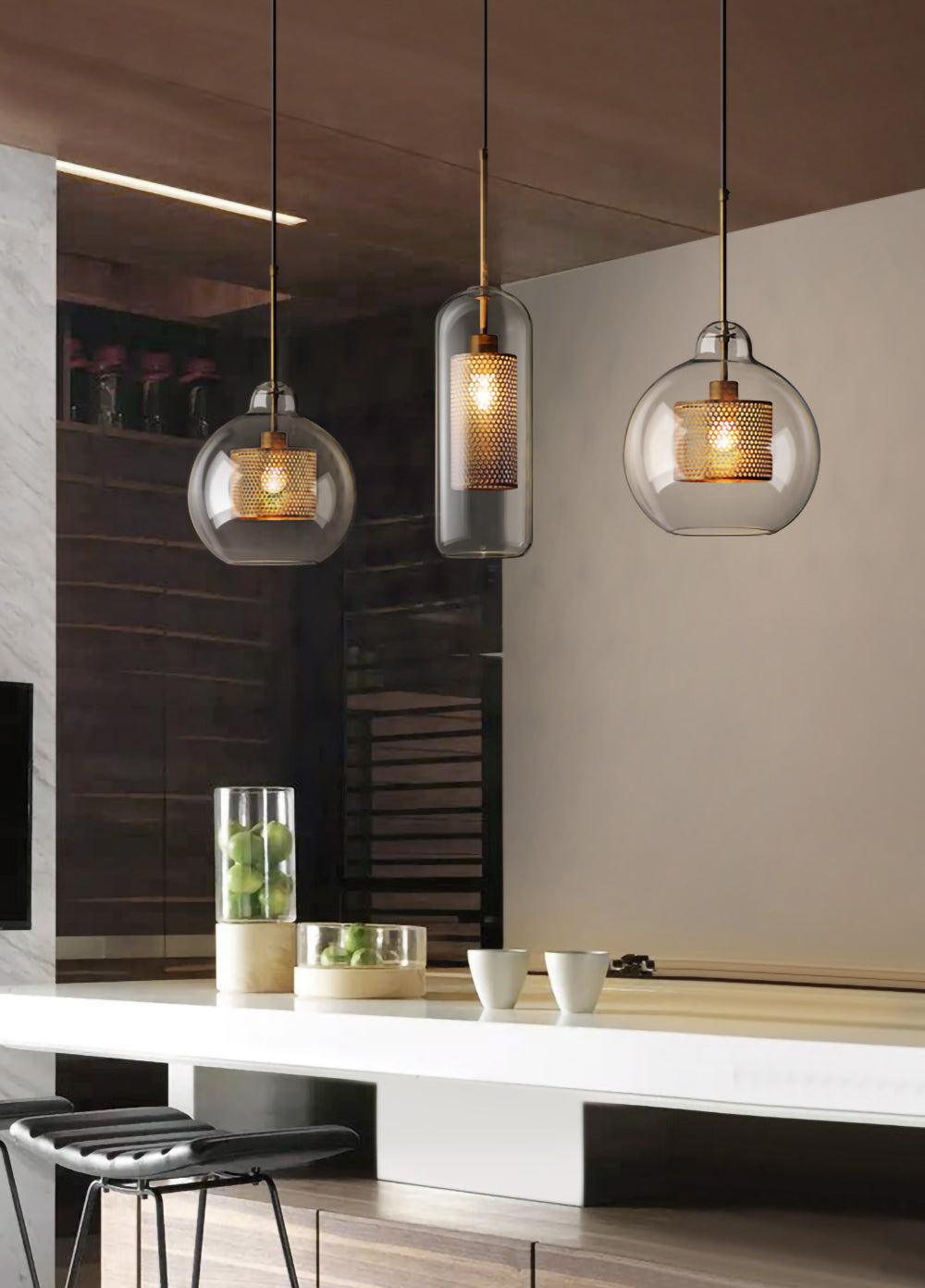 Veleine Pendelleuchte Chiswick Glas für Wohnzimmer