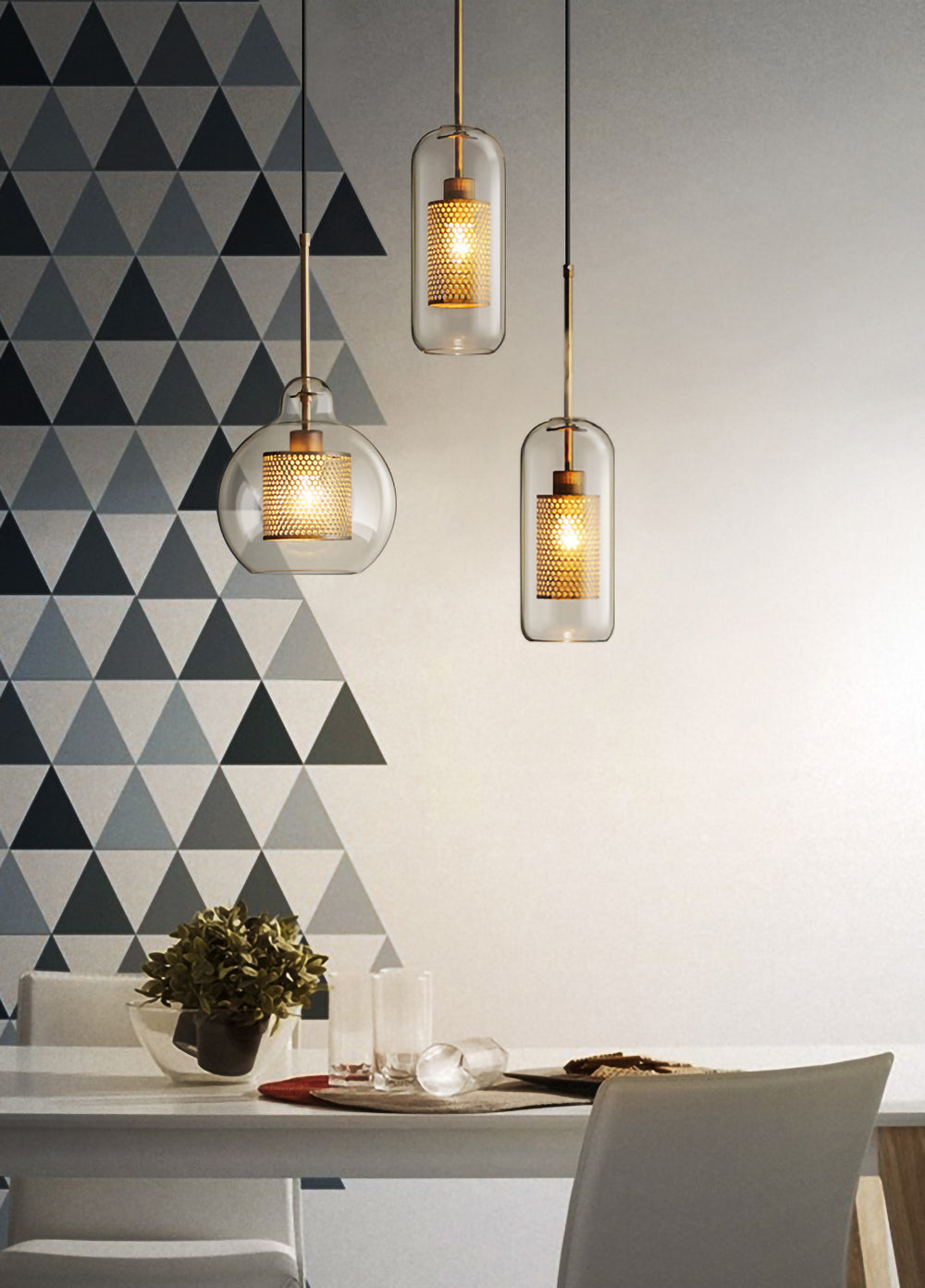 Veleine Pendelleuchte Chiswick Glas für Wohnzimmer