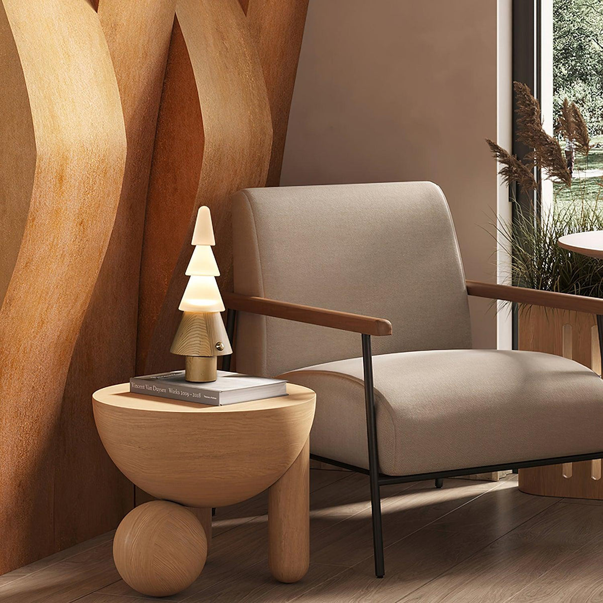 Elveette moderne Tischleuchte aus Holz