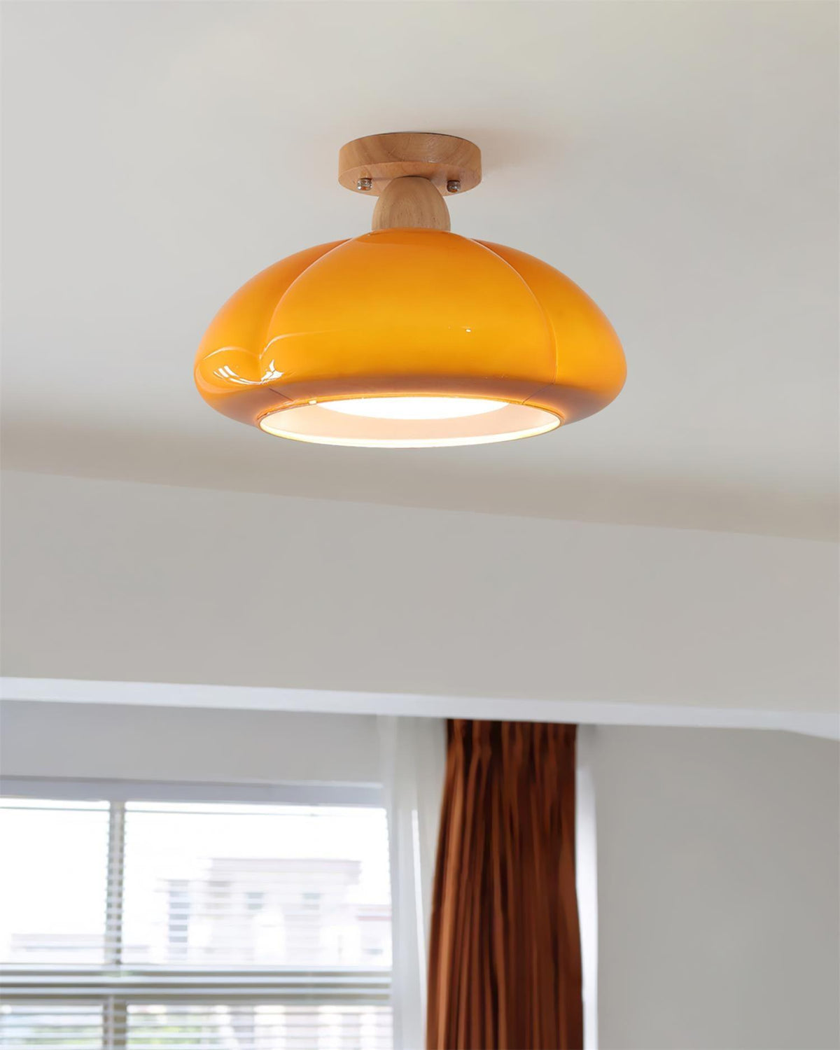 Riva Bernsteinfarben-Glas flache Deckenleuchte
