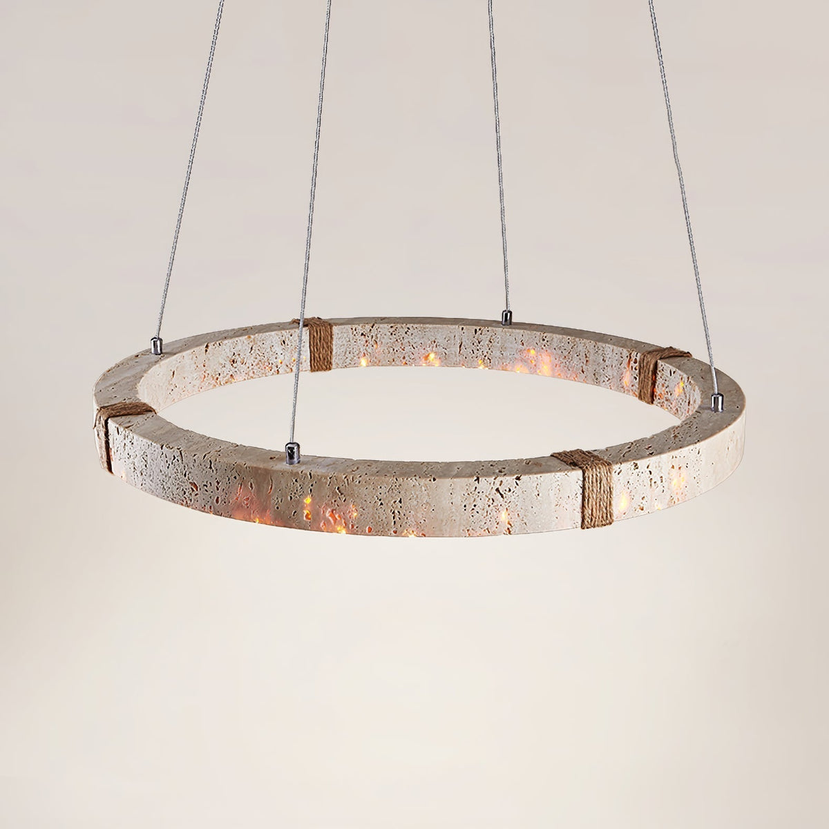 Lumae Travertin-Ring-Pendelleuchte