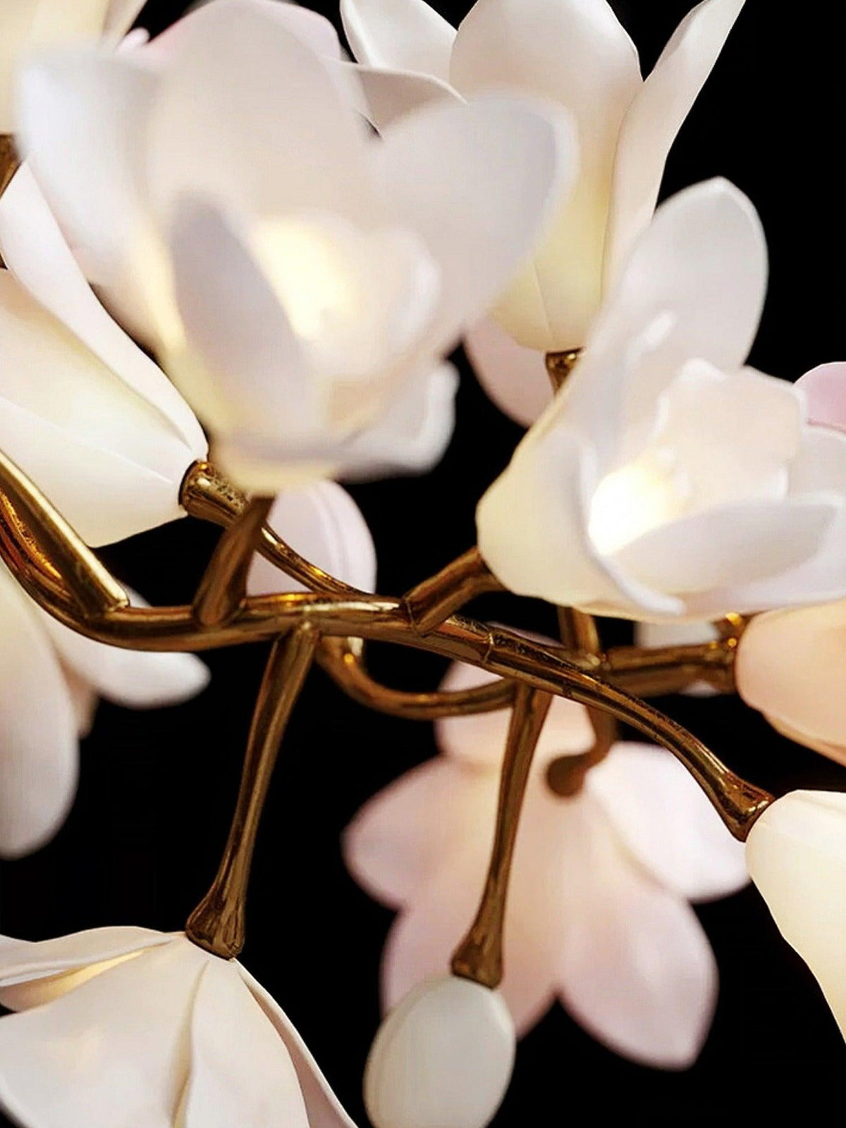 Elemu Kronleuchter Messing Keramik Blüte