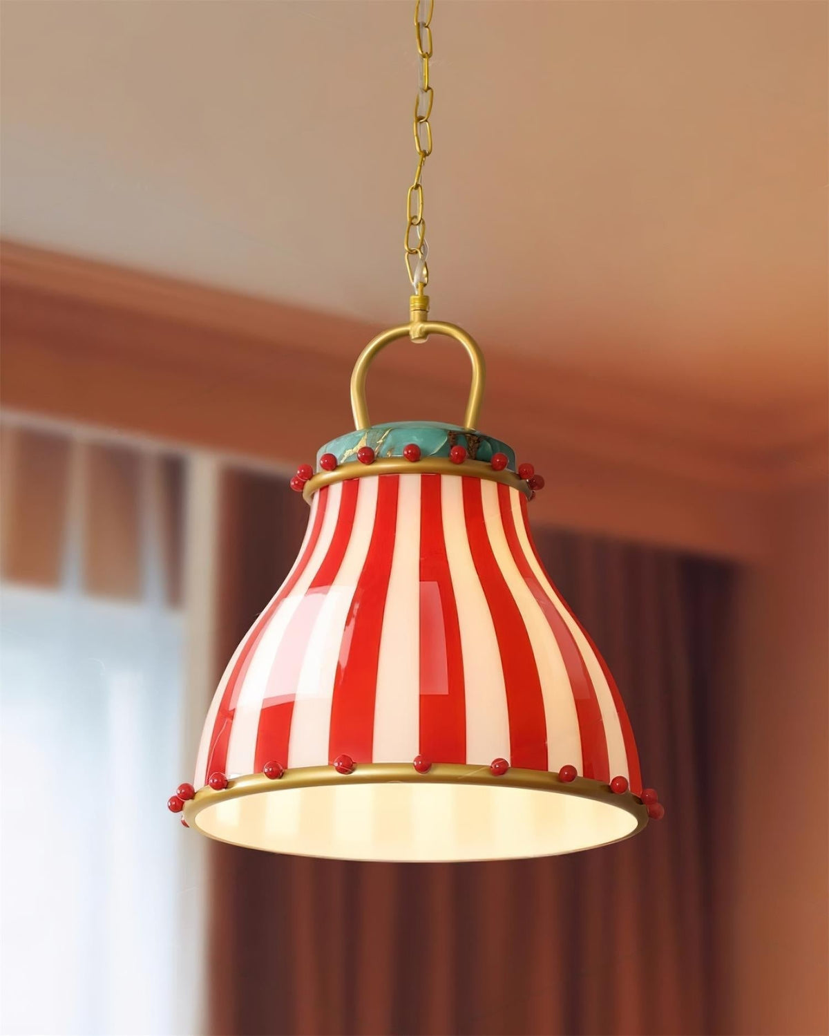 Red and Weiß stripes Glas Pendelleuchte