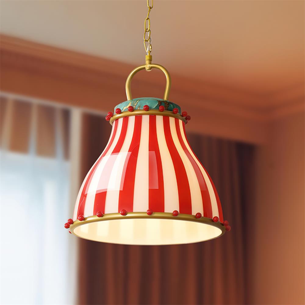 Red and Weiß stripes Glas Pendelleuchte